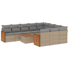 vidaXL 11 részes bézs polyrattan kerti ülőgarnitúra párnákkal (3260428) kerti bútor