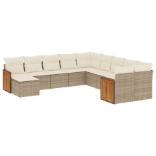 vidaXL 11 részes bézs polyrattan kerti ülőgarnitúra párnákkal (3260651) kerti bútor