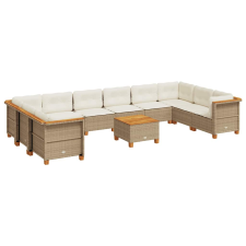 vidaXL 11 részes bézs polyrattan kerti ülőgarnitúra párnákkal (3262027) kerti bútor