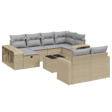 vidaXL 11 részes bézs polyrattan kerti ülőgarnitúra párnákkal (3266249) kerti bútor