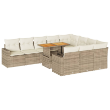 vidaXL 11 részes bézs polyrattan kerti ülőgarnitúra párnákkal (3327089) kerti bútor