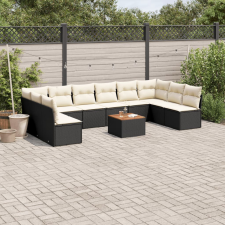 vidaXL 11 részes fekete polyrattan kerti ülőgarnitúra párnákkal kerti bútor