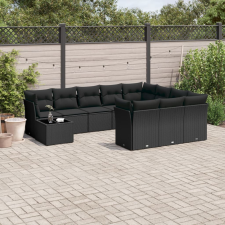 vidaXL 11 részes fekete polyrattan kerti ülőgarnitúra párnákkal kerti bútor