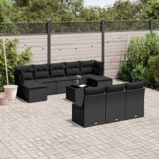 vidaXL 11 részes fekete polyrattan kerti ülőgarnitúra párnákkal kerti bútor