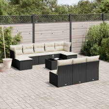 vidaXL 11 részes fekete polyrattan kerti ülőgarnitúra párnákkal kerti bútor