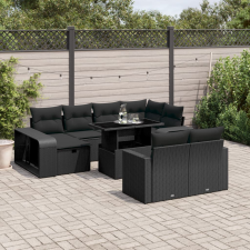 vidaXL 11 részes fekete polyrattan kerti ülőgarnitúra párnákkal kerti bútor