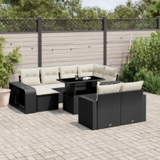 vidaXL 11 részes fekete polyrattan kerti ülőgarnitúra párnákkal kerti bútor