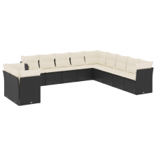 vidaXL 11 részes fekete polyrattan kerti ülőgarnitúra párnákkal (3217876) kerti bútor