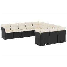 vidaXL 11 részes fekete polyrattan kerti ülőgarnitúra párnákkal (3218406) kerti bútor
