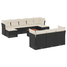 vidaXL 11 részes fekete polyrattan kerti ülőgarnitúra párnákkal (3223879) kerti bútor