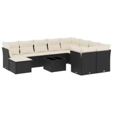 vidaXL 11 részes fekete polyrattan kerti ülőgarnitúra párnákkal (3250435) kerti bútor