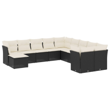 vidaXL 11 részes fekete polyrattan kerti ülőgarnitúra párnákkal (3250445) kerti bútor