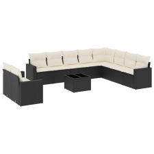 vidaXL 11 részes fekete polyrattan kerti ülőgarnitúra párnákkal (3251513) kerti bútor
