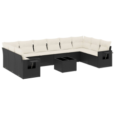 vidaXL 11 részes fekete polyrattan kerti ülőgarnitúra párnákkal (3253013) kerti bútor