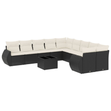 vidaXL 11 részes fekete polyrattan kerti ülőgarnitúra párnákkal (3254253) kerti bútor