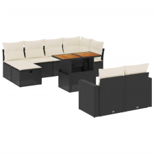 vidaXL 11 részes fekete polyrattan kerti ülőgarnitúra párnákkal (3276512) kerti bútor