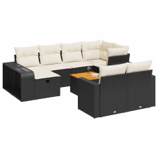 vidaXL 11 részes fekete polyrattan kerti ülőgarnitúra párnákkal (3326080) kerti bútor