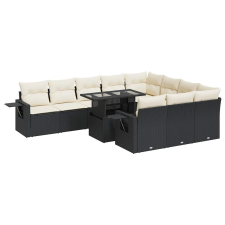 vidaXL 11 részes fekete polyrattan kerti ülőgarnitúra párnákkal (3326547) kerti bútor