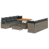 vidaXL 11 részes kerti kanapé szett párnákkal, szürke, polirattan, akác (3364458)