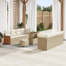 vidaXL 11 Részes Kerti Sofa Szett Párnákkal Bézs Poli Rattan Akáciával kerti bútor