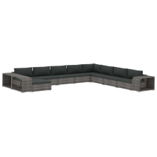 vidaXL 11-részes szürke polyrattan kerti bútorszett párnákkal (46828) kerti bútor