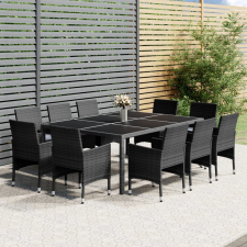 vidaXL 11 részes szürke polyrattan kerti étkezőgarnitúra kerti bútor