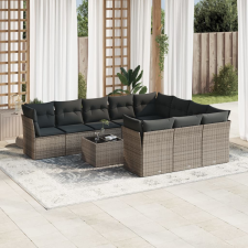 vidaXL 11 részes szürke polyrattan kerti ülőgarnitúra párnákkal kerti bútor