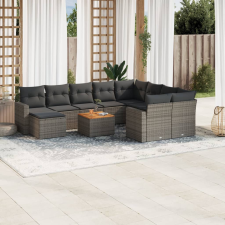 vidaXL 11 részes szürke polyrattan kerti ülőgarnitúra párnákkal kerti bútor
