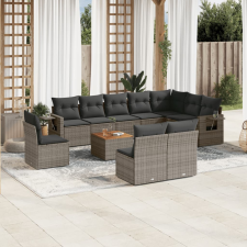 vidaXL 11 részes szürke polyrattan kerti ülőgarnitúra párnákkal kerti bútor