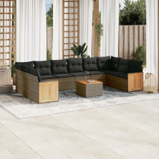 vidaXL 11 részes szürke polyrattan kerti ülőgarnitúra párnákkal kerti bútor