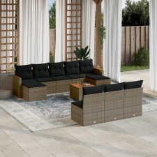 vidaXL 11 részes szürke polyrattan kerti ülőgarnitúra párnákkal kerti bútor