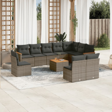 vidaXL 11 részes szürke polyrattan kerti ülőgarnitúra párnákkal kerti bútor