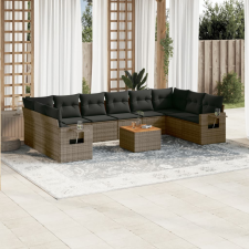 vidaXL 11 részes szürke polyrattan kerti ülőgarnitúra párnákkal kerti bútor