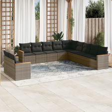 vidaXL 11 részes szürke polyrattan kerti ülőgarnitúra párnákkal kerti bútor