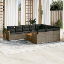 vidaXL 11 részes szürke polyrattan kerti ülőgarnitúra párnákkal kerti bútor