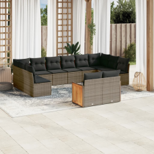 vidaXL 11 részes szürke polyrattan kerti ülőgarnitúra párnákkal kerti bútor