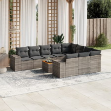 vidaXL 11 részes szürke polyrattan kerti ülőgarnitúra párnákkal kerti bútor