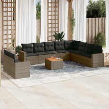 vidaXL 11 részes szürke polyrattan kerti ülőgarnitúra párnákkal kerti bútor