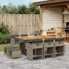 vidaXL 11 részes szürke polyrattan kerti ülőgarnitúra párnákkal kerti bútor
