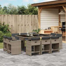 vidaXL 11 részes szürke polyrattan kerti ülőgarnitúra párnákkal kerti bútor