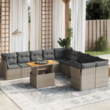 vidaXL 11 részes szürke polyrattan kerti ülőgarnitúra párnákkal kerti bútor