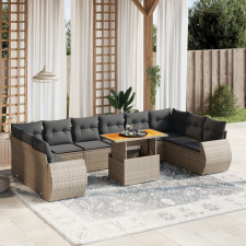 vidaXL 11 részes szürke polyrattan kerti ülőgarnitúra párnákkal kerti bútor