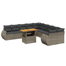 vidaXL 11 részes szürke polyrattan kerti ülőgarnitúra párnákkal kerti bútor