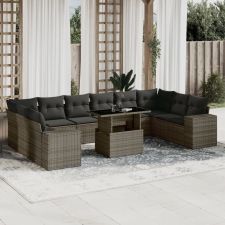 vidaXL 11 részes szürke polyrattan kerti ülőgarnitúra párnákkal kerti bútor