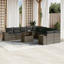vidaXL 11 részes szürke polyrattan kerti ülőgarnitúra párnákkal kerti bútor