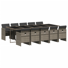 vidaXL 11 részes szürke polyrattan kerti ülőgarnitúra párnákkal kerti bútor