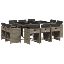 vidaXL 11 részes szürke polyrattan kerti ülőgarnitúra párnákkal kerti bútor