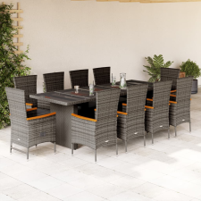 vidaXL 11 részes szürke polyrattan kerti ülőgarnitúra párnákkal kerti bútor