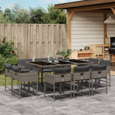 vidaXL 11 részes szürke polyrattan kerti ülőgarnitúra párnákkal kerti bútor