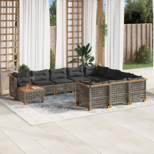 vidaXL 11 részes szürke polyrattan kerti ülőgarnitúra párnákkal kerti bútor